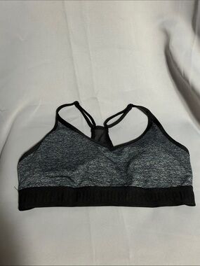 PINK Victoria's Secret Heather Gray Sports Bra with Black Trim